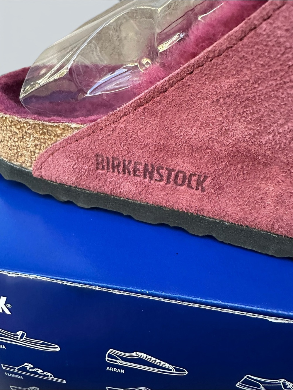 Birkenstock Women's Arizona MAROON Suede Shearling Sandal 41/10 Narrow NEW - Picture 6 of 10